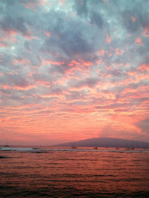 Pink Sunset Of Hawaii Stock Photo Image Of Hawaiian