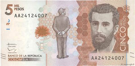 5000 Pesos Colombia 2015 P459 B976372 Banknotes