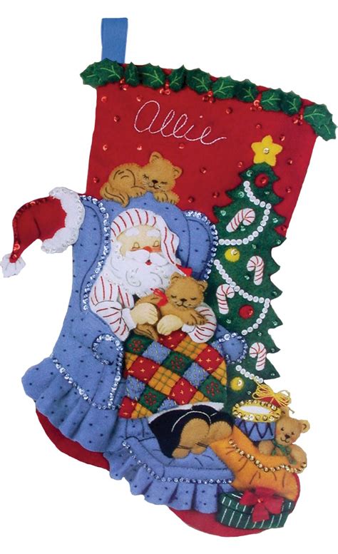 We carry a large selection of christmas decorations at a low $1 price. Santa's Catnap Bucilla Christmas Stocking Kit