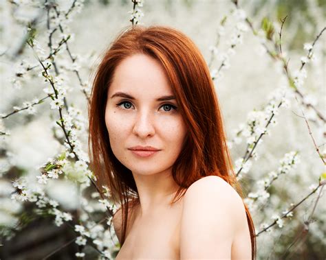 Wallpaper Portrait Woman White Lady Spring Blossom Naturallight Ukraine Redhead Bloom