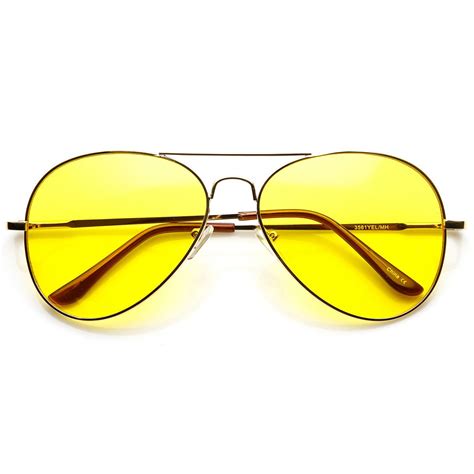Classic Metal Frame Yellow Tinted Night Driving Aviator Sunglasses Metal Aviator Sunglasses