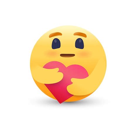 Premium Vector Care Emoji Hugging A Red Heart