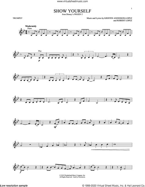 Show Yourself From Disneys Frozen 2 Sheet Music For Trumpet Solo