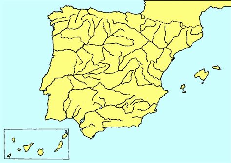 Mapa Mudo Fisico Rios España