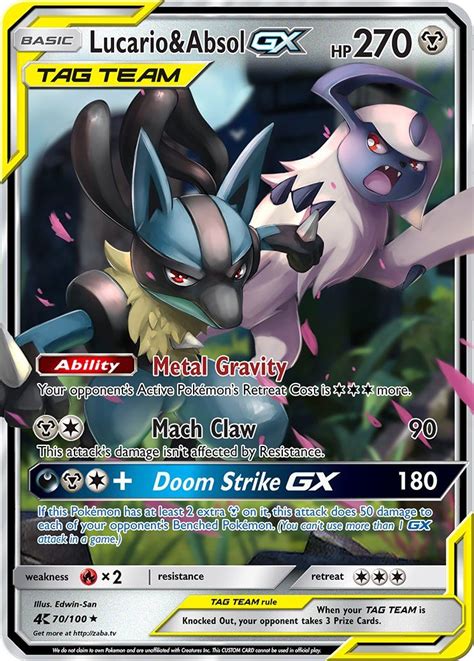 Giving you the possible utility speed to regain control. Lucario & Absol GX Tag Team Custom Pokemon Card | Pokemon cards, Pokemon, Rare pokemon cards