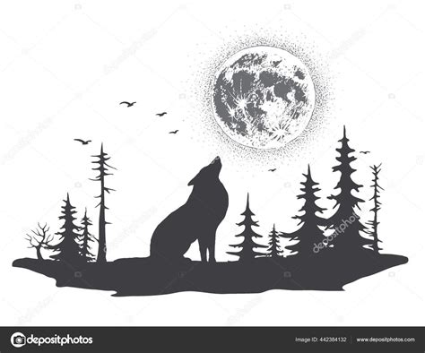 Lonely Wolf Howling At The Moon Stock Vector Image By ©mirquurius
