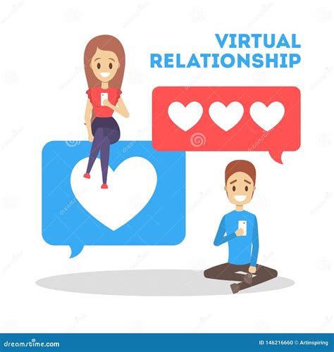 Online Dating App Virtual Relationship And Love Stock Vector Illustration Of Human Display