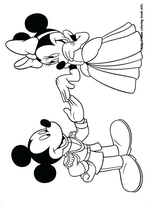 Mickey And Minnie Mouse Kissing Coloring Pages At