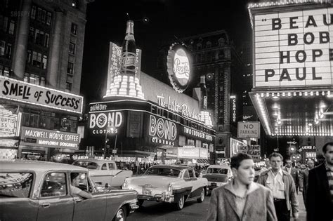 New York 1957 Broadway Theatre District Times Square At Night Shorpy Historic Picture