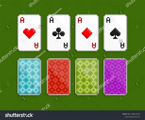 Pixel Art Playing Cards Ace Suits Stock Vector Royalty Free