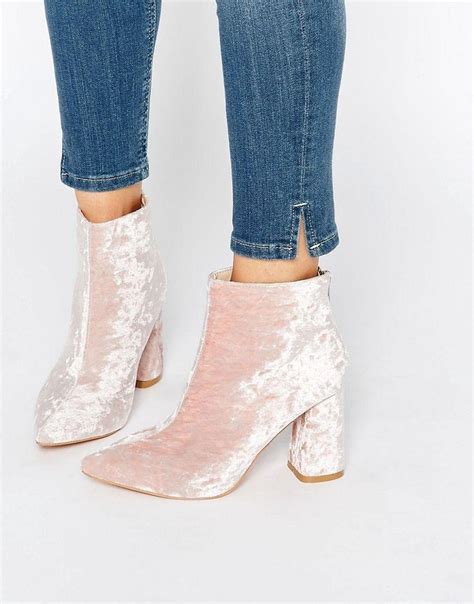 daisy street pink crushed velvet point heeled ankle boots at 2678321 weddbook