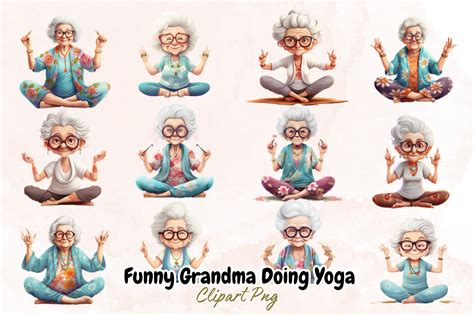 Funny Grandma Doing Yoga Sublimation Graphic By Crafticy · Creative Fabrica