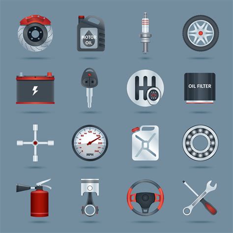 Car Parts Icons 437733 Vector Art At Vecteezy