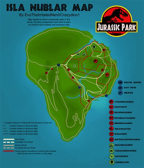 Isla Nublar Map Based Solely On The First Film Rjurassicpark