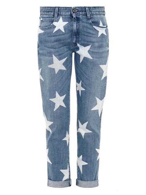 Stella Mccartney Star Print Slim Boyfriend Jeans In Blue Lyst