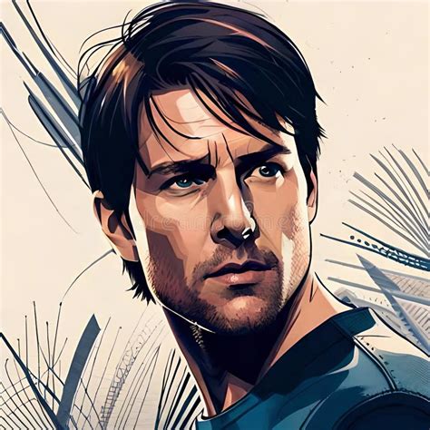 Tom Cruise Portrait Vector Graphic Style Ai Generated Image Editorial