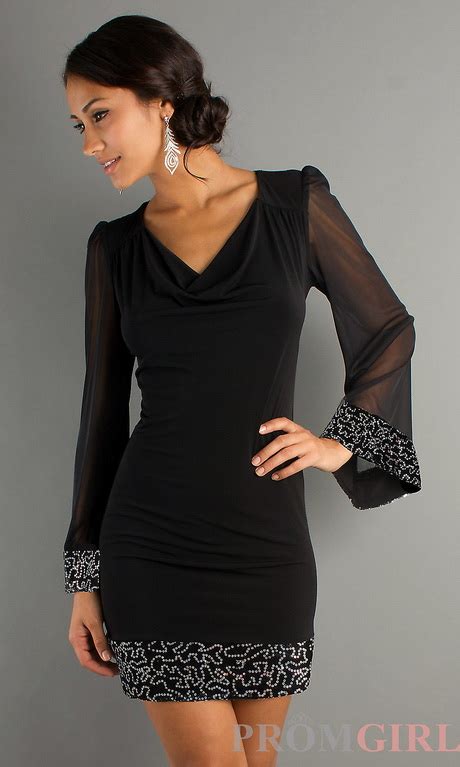 Long Sleeve Black Cocktail Dresses Natalie