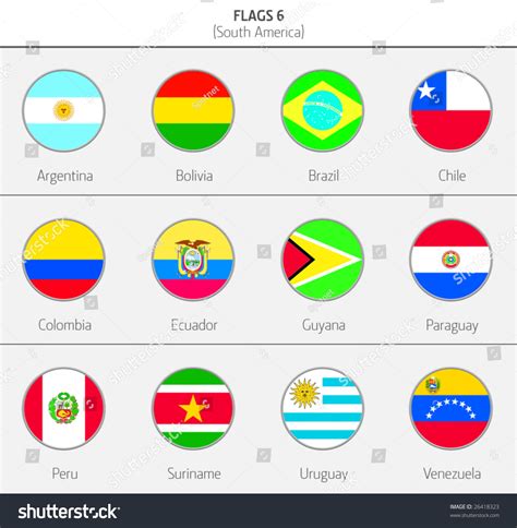 Flags South America Countries 7 Stock Vector Royalty Free 26418323