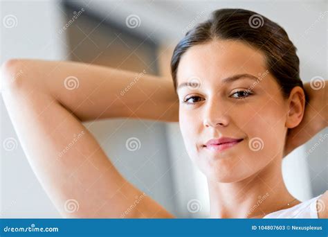 Beautiful Woman Portrait Indoors Stock Image Image Of Natural Dreaming 104807603