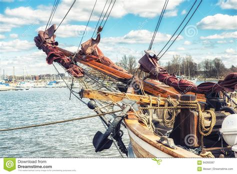 Wooden Sailing Ship Bowsprit Stock Image Image Of Baltic Hawser