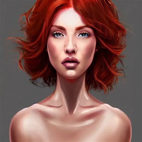 Portrait Of A Beautiful Woman Redhead Short Hair Stable Diffusion