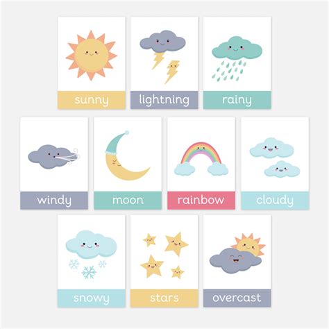 Weather Flashcards Toddler Flashcards By Little Boo Learning