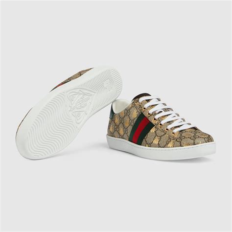 Womens Ace Sneaker Gg Supreme Canvas With Gold Bees Gucci Us