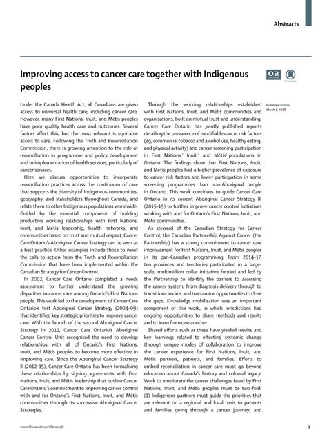 pdf improving access to cancer care together with indigenous peoples
