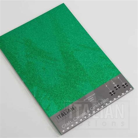 250 Gsm A4 Green Glitter Card 10 Pack Italian Options