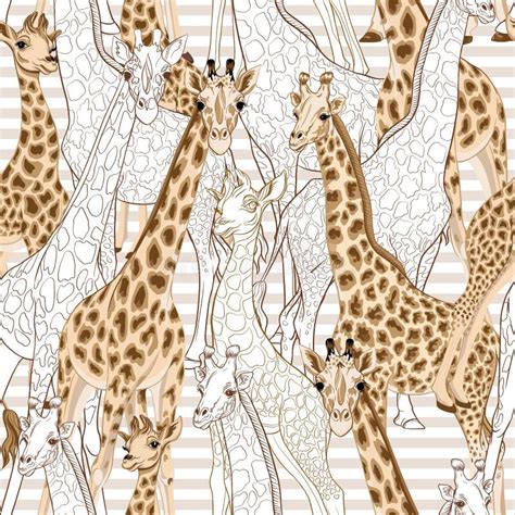Seamless Pattern With Giraffe Vector Illustration Stock Vector