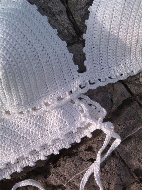crochet bikini set milky white crochet swimwear bikini crochet etsy em 2021 barba de crochê