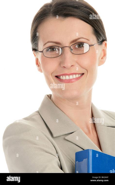 Beautiful Secretary Woman Glasses Isolated Hi Res Stock Photography And