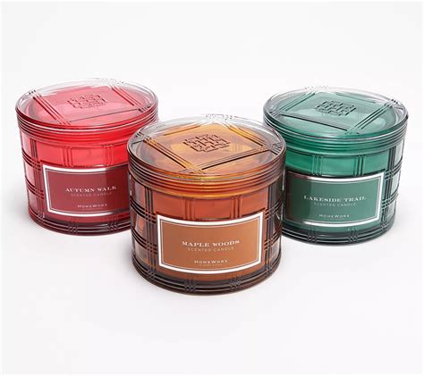 As Is Homeworx By Harry Slatkin Set Of Plaid Glass Oz Candle Set