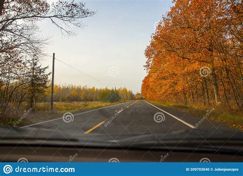 Driving Through The Canadian Fall Foliage Stock Photo Image Of
