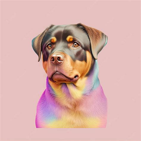 Premium Photo Rottweiler Dog Portrait Pink And Yellow Pastel Colors