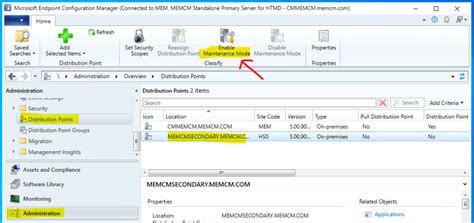 Enable Sccm Maintenance Mode For Distribution Point Dps Clients Primary