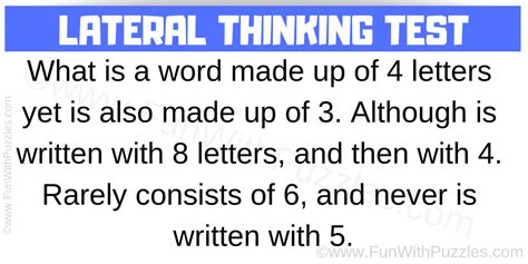Lateral Thinking Test With Answer