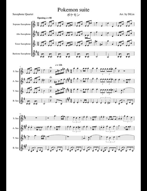 Pokemon Redblue Suite Saxophone Quartet Sheet Music For Soprano