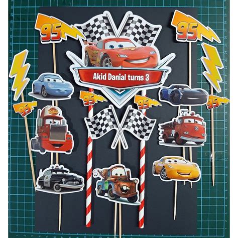 & cake decorating └ cookware, dining & bar └ home, furniture & diy all categories antiques art baby books, comics & magazines. CARS Lightning Mcqueen Custom Cake Topper Happy Birthday ...