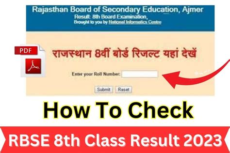 Rbse 8th Class Result 2023 Link Rajasthan Board Result Date