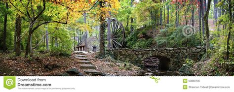 Rock Mill And Bridge In Autumn Stock Image Image Of Foliage Brown