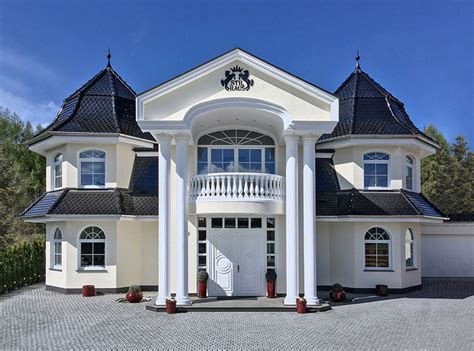 Bauhaus stadtvilla modern mit flachdach & offenem haus grundriss bauen, einfamilienhaus rund 210 qm groß, 6 zimmer, 3. Repräsentative Stadtvilla mit klassischem Portal.