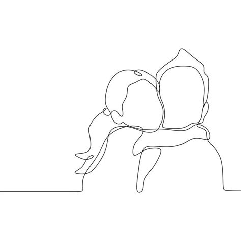 Download free stock video footage featuring father and daughter drawing together. Continuous Line Drawing Of Cute Daughter And His Father ...