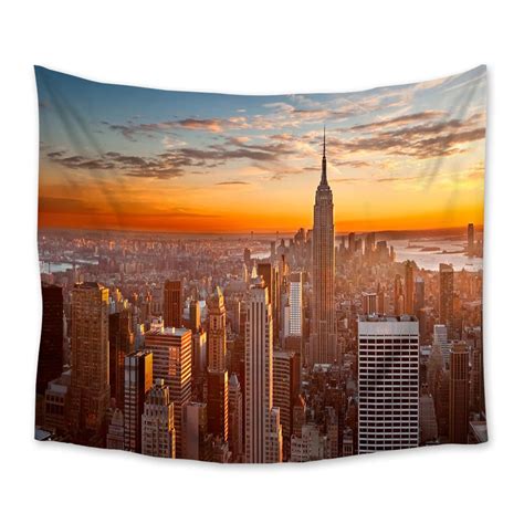 New York City Tapestry Wall Hanging Sunset Skyscrapers In New York