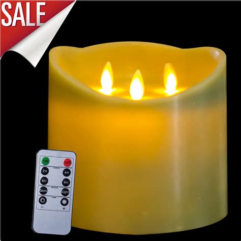 3 Wick Flameless Led Pillar Led Candles With Remote And Timer 6 X 6