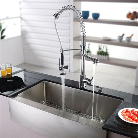 A guide to farmhouse sinks in the kitchen. Kraus Farmhouse 35.88" x 20.75" Kitchen Sink with Faucet ...