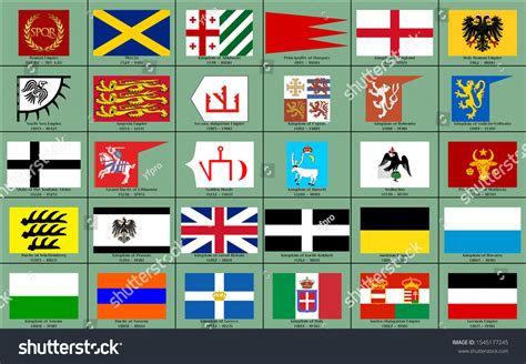 Flags Major Empires Established Europe Past Stock Vector Royalty Free