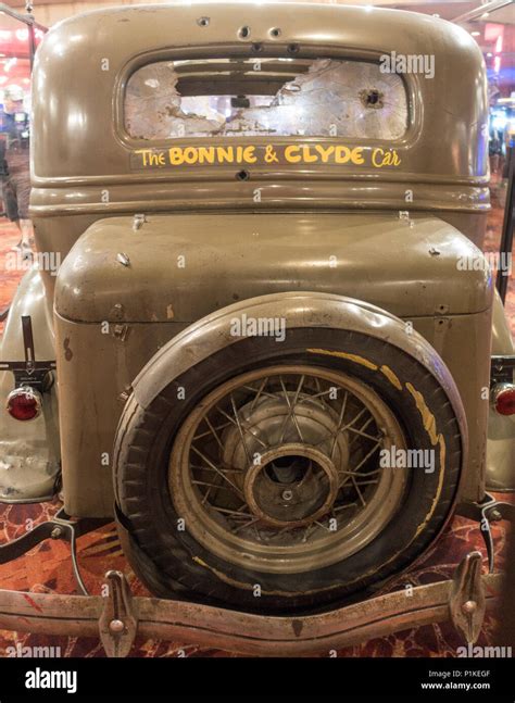 Ford V8 Car From Bonnie And Clyde Shoot Out Behind Perspex Glass At