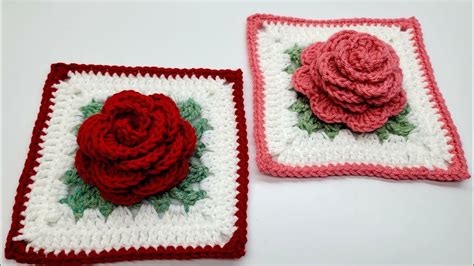Granny Square Crochet Crochet Rose Granny Square Tutorial Youtube