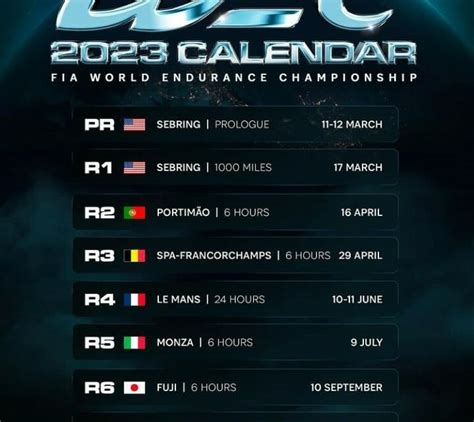 LE CALENDRIER WEC POUR LA SAISON 2023 F1FormuleFrance